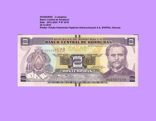 Honduras lempiras 2016 - , 2